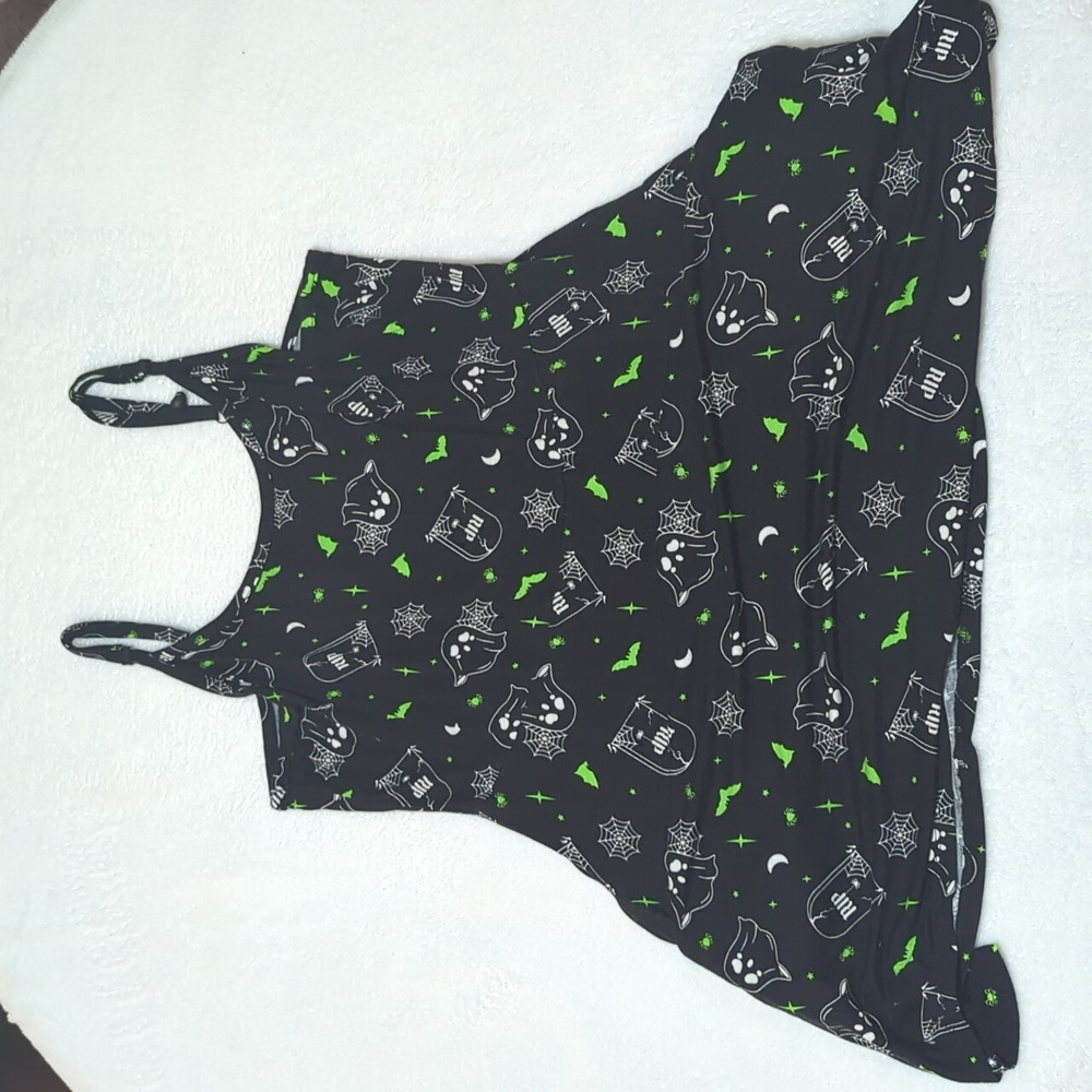 Spooky Black Dress with Ghost Print